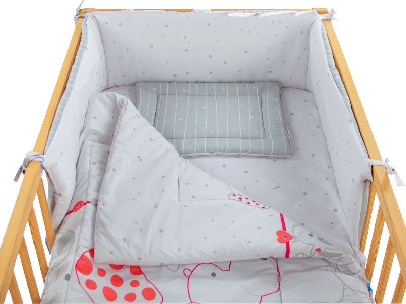 Lenjerie MyKids My Zoo Rosu 4+1 Piese 120x60 cm