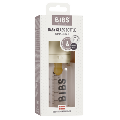 BIBS - Set complet biberon din sticla anticolici, 110 ml, Ivory