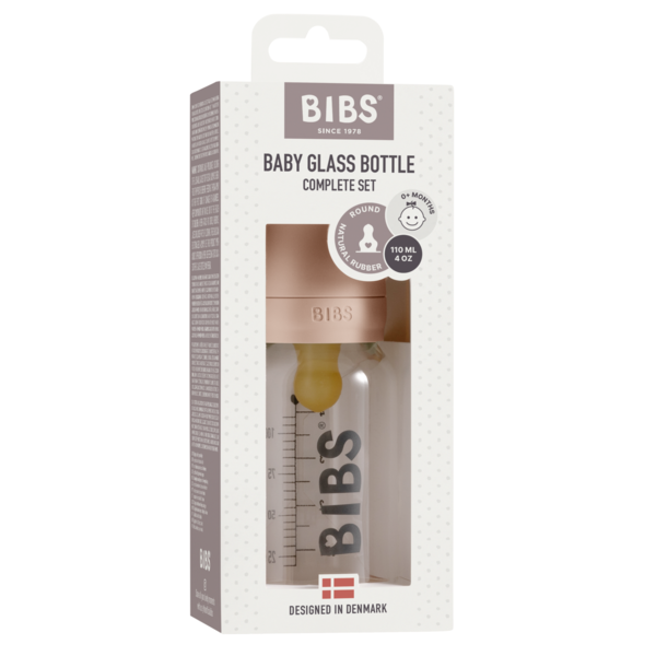 BIBS - Set complet biberon din sticla anticolici, 110 ml, Blush