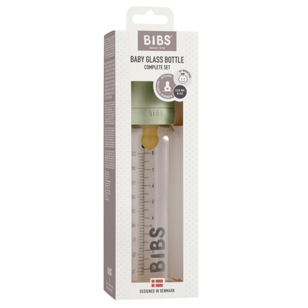 BIBS - Set complet biberon din sticla anticolici, 225 ml, Sage