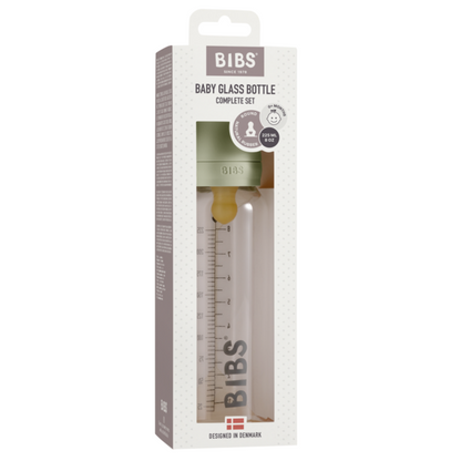 BIBS - Set complet biberon din sticla anticolici, 225 ml, Sage