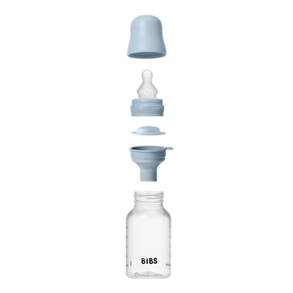 BIBS - Set complet biberon anticolici PP fara BPA, 150 ml, Silicon, Baby Blue