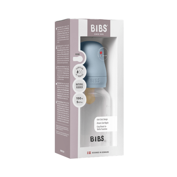 BIBS - Set complet biberon anticolici PP fara BPA, 150 ml, Latex, Baby Blue