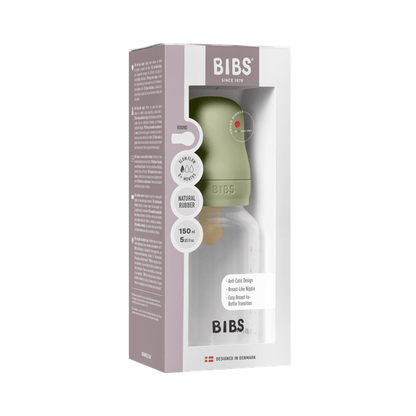 BIBS - Set complet biberon anticolici PP fara BPA, 150 ml, Latex, Sage