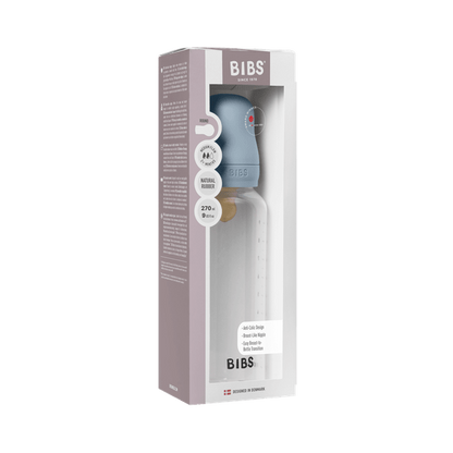 BIBS - Set complet biberon anticolici PP fara BPA, 270 ml, Latex, Baby Blue
