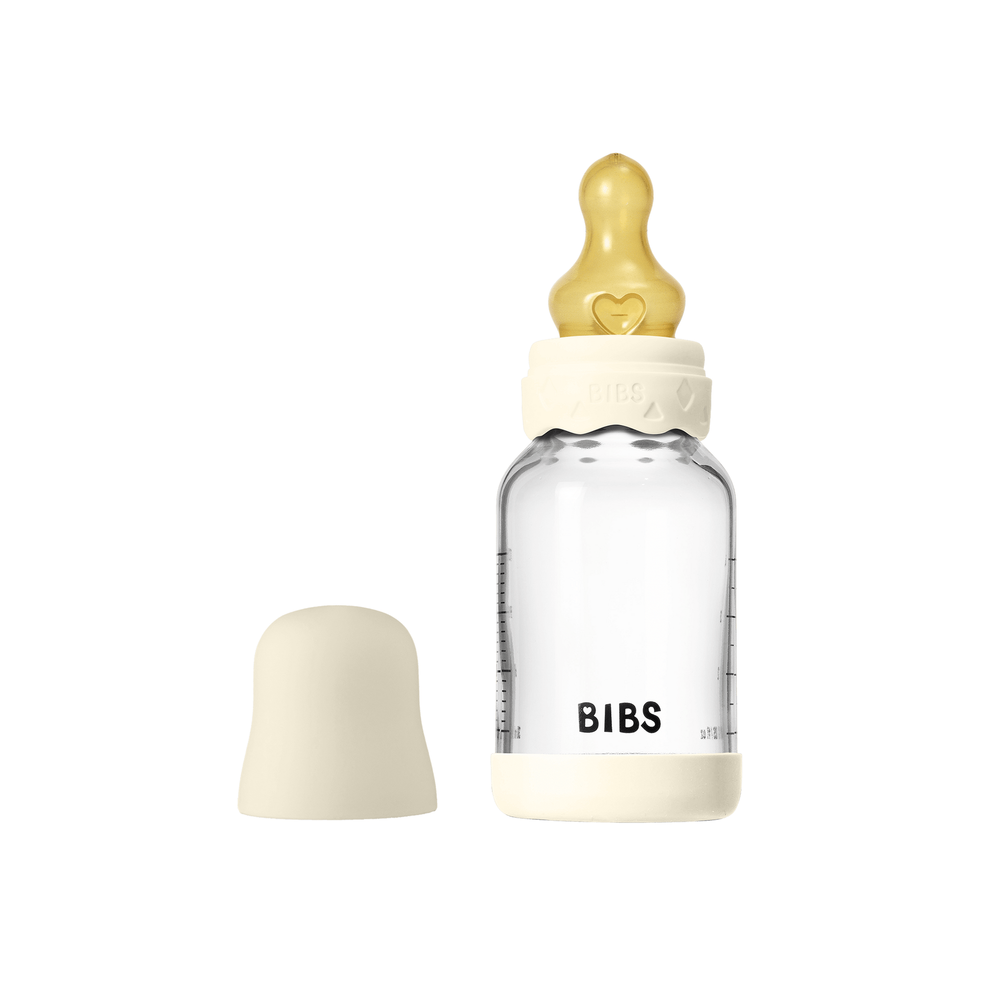 BIBS - Set complet biberon Boheme din sticla anticolici cu tetina din latex, flux lent, 120 ml, Ivory