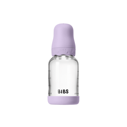 BIBS - Set complet biberon Boheme din sticla anticolici cu tetina din latex, flux lent, 120 ml, Violet Sky