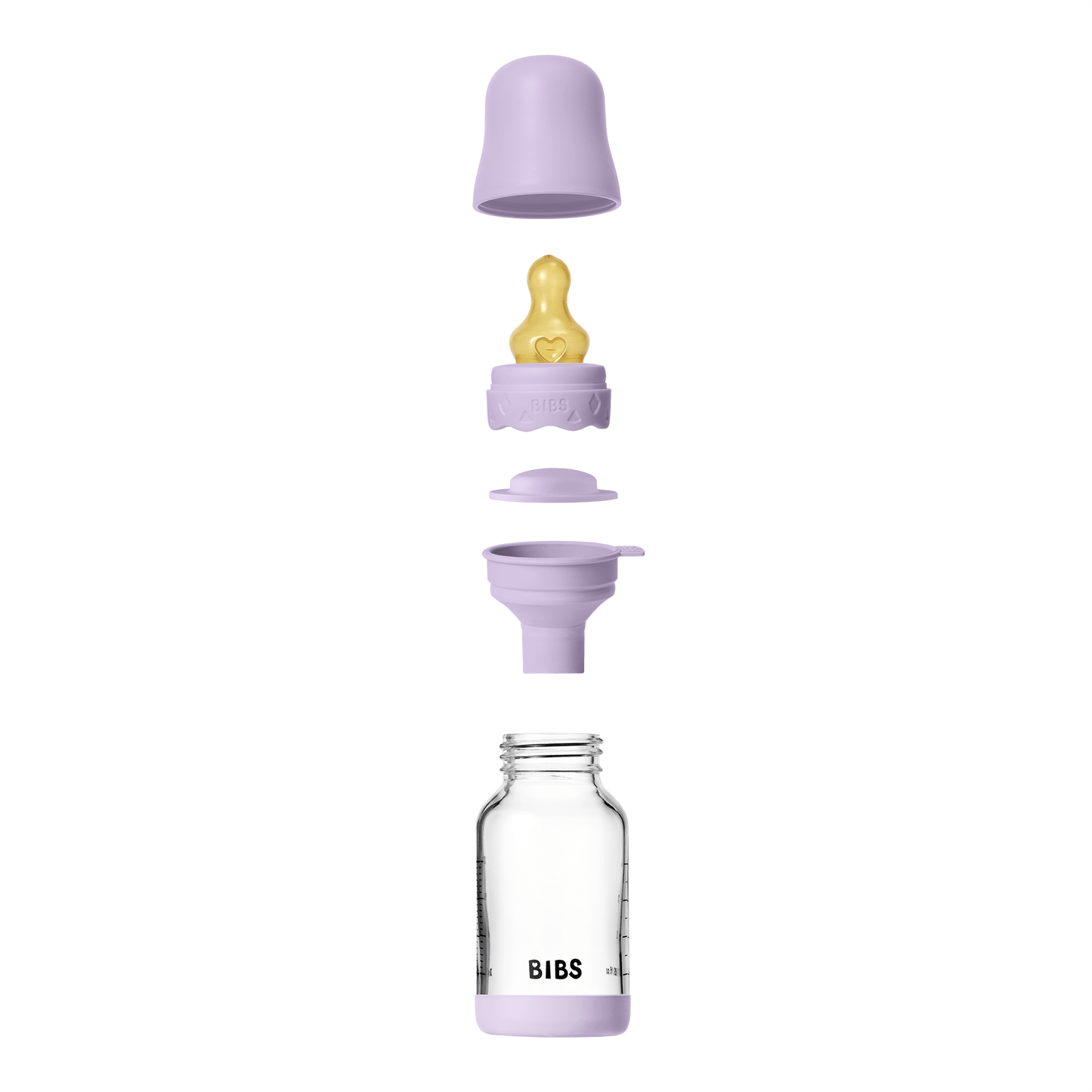 BIBS - Set complet biberon Boheme din sticla anticolici cu tetina din latex, flux lent, 120 ml, Violet Sky