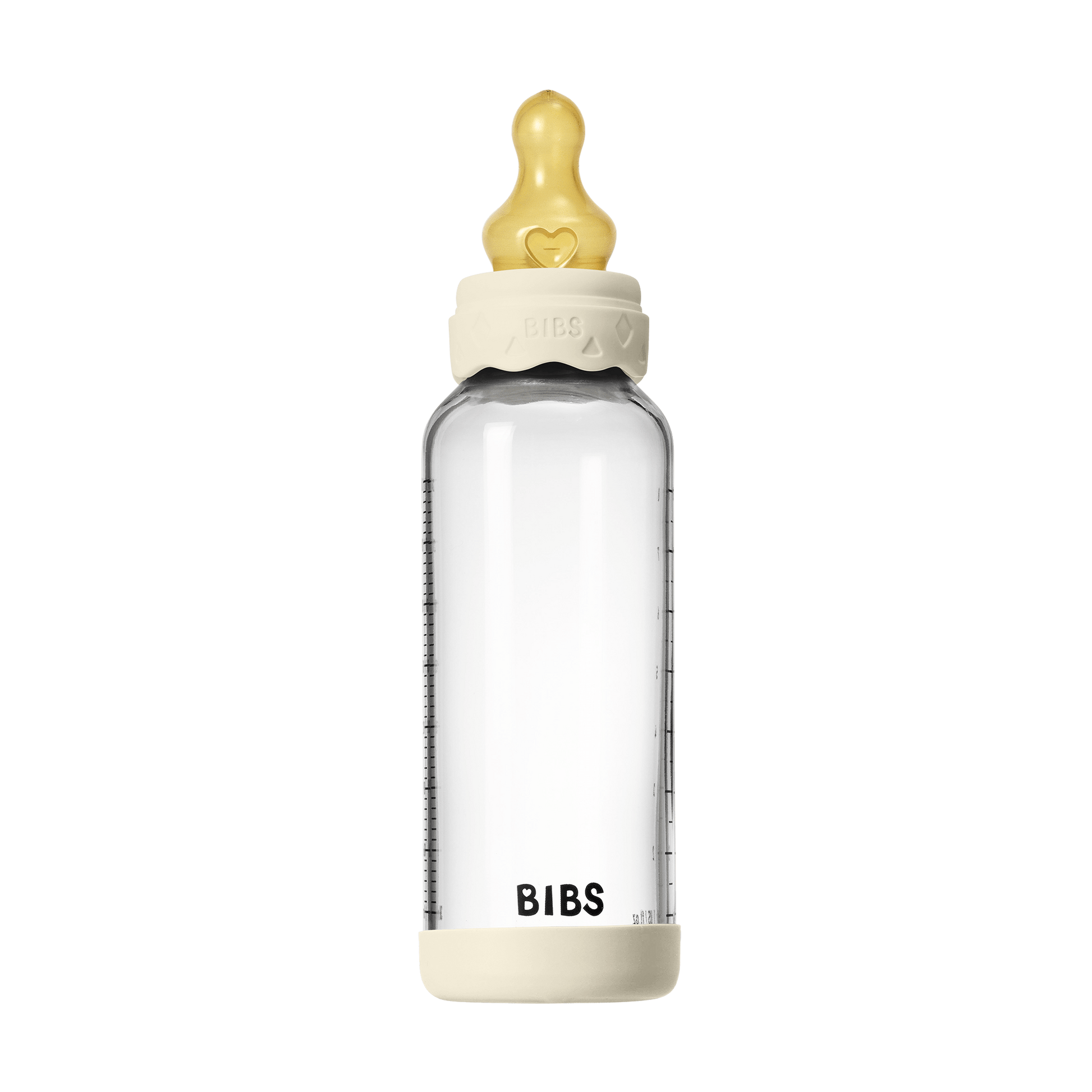BIBS - Set complet biberon Boheme din sticla anticolici cu tetina din latex, flux mediu, 240 ml, Ivory