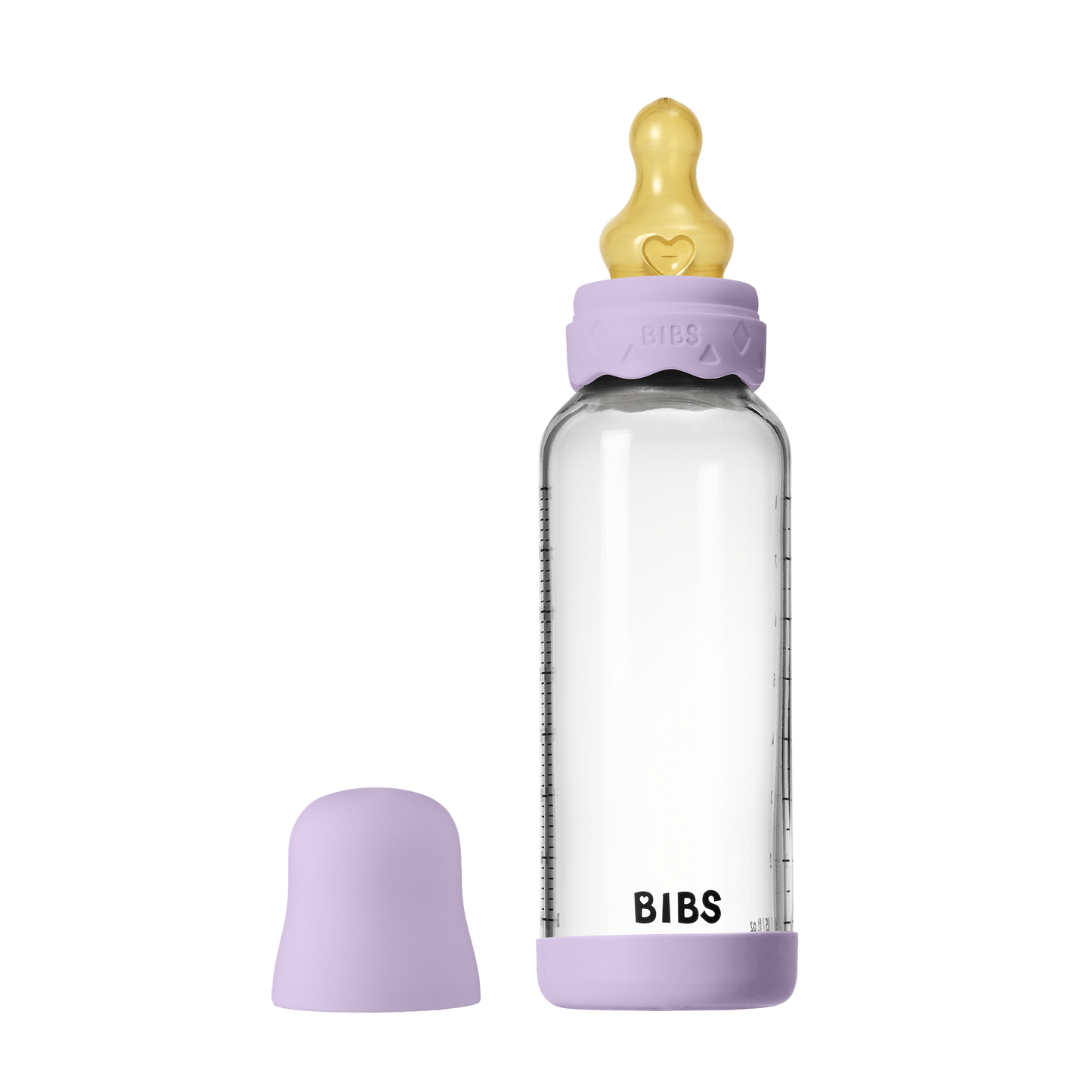 BIBS - Set complet biberon Boheme din sticla anticolici cu tetina din latex, flux mediu, 240 ml, Violet Sky