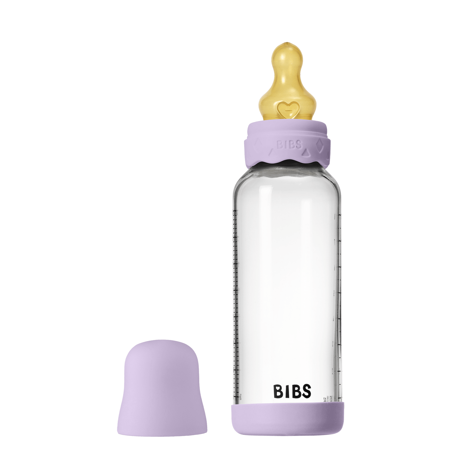 BIBS - Set complet biberon Boheme din sticla anticolici cu tetina din latex, flux mediu, 240 ml, Violet Sky