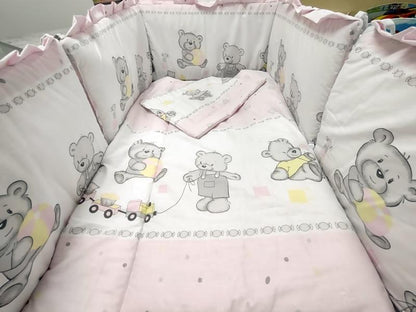 Lenjerie MyKids Teddy Toys Roz M1 5+1 Piese M2 140x70 cm