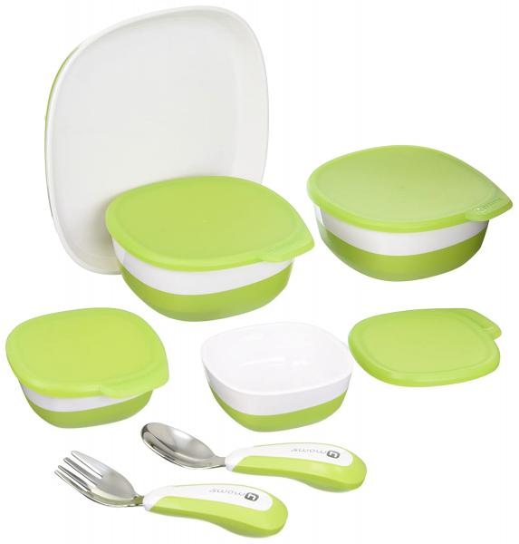 Scaun de masa 4moms White-Grey+Set Farfurii si tacamuri