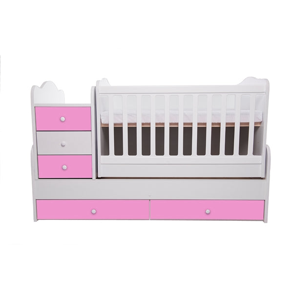 Patut transformabil VESSANTI Touring - Alb cu Roz