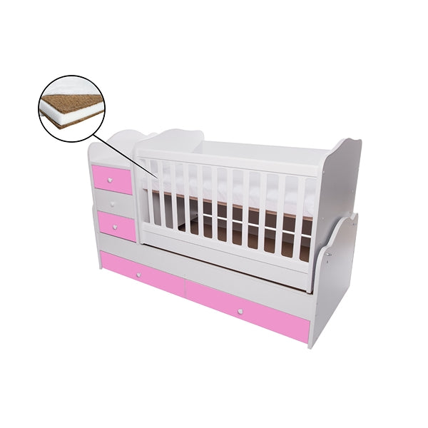 Patut transformabil VESSANTI Touring - Alb cu Roz