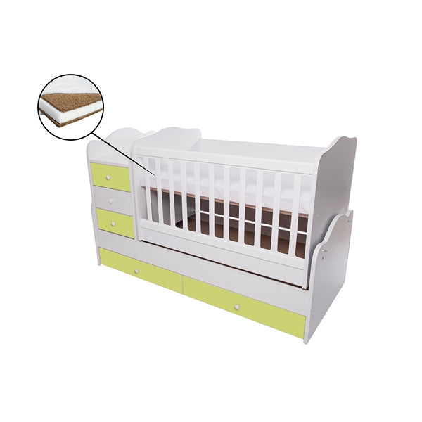 Patut transformabil VESSANTI Touring - Alb cu Verde