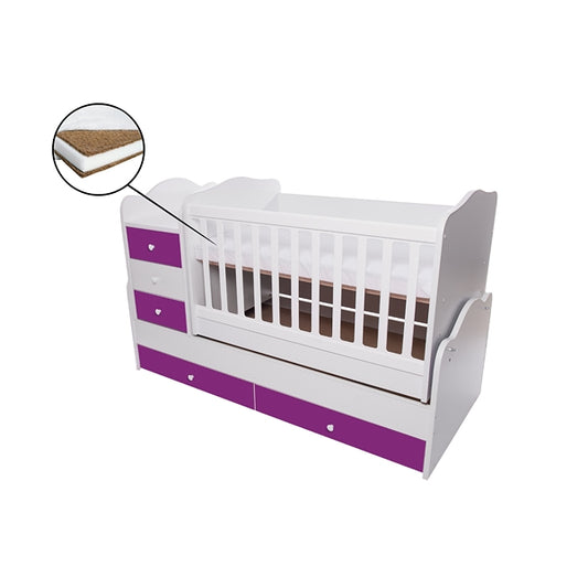 Patut transformabil VESSANTI Touring - Alb cu Violet