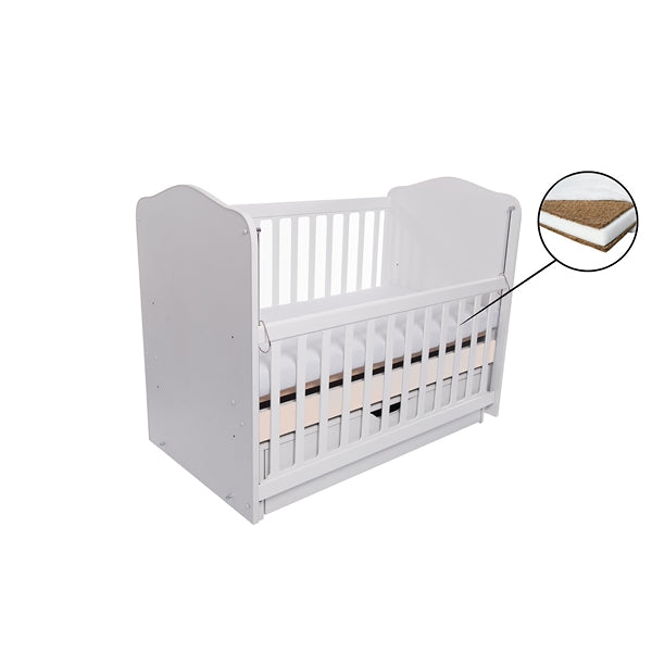 Patut VESSANTI Como Balansoar culisant - Alb cu Bej + Saltea Cocos 10 cm