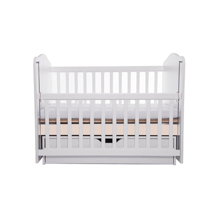 Patut VESSANTI Como Balansoar culisant - Alb cu Bej + Saltea cocos confort 120 x 60 x 12 cm