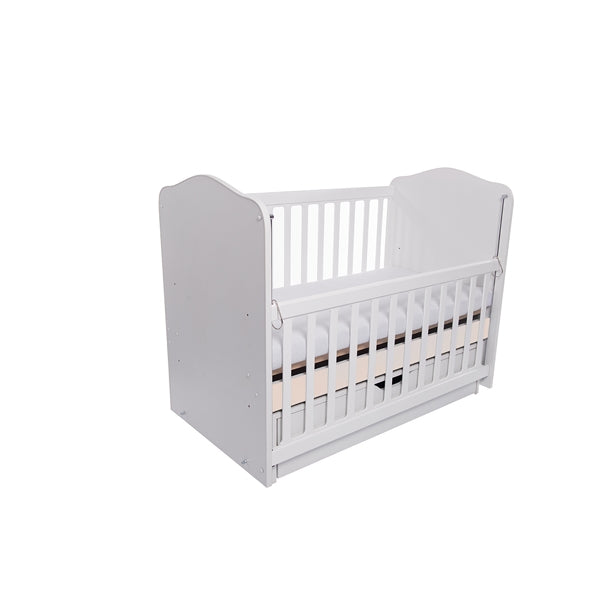 Patut VESSANTI Como Balansoar culisant - Alb cu Bej + Saltea cocos confort 120 x 60 x 12 cm