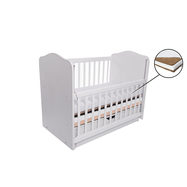 Patut VESSANTI Como Balansoar culisant - Alb cu Cappucino + Saltea Cocos 10 cm