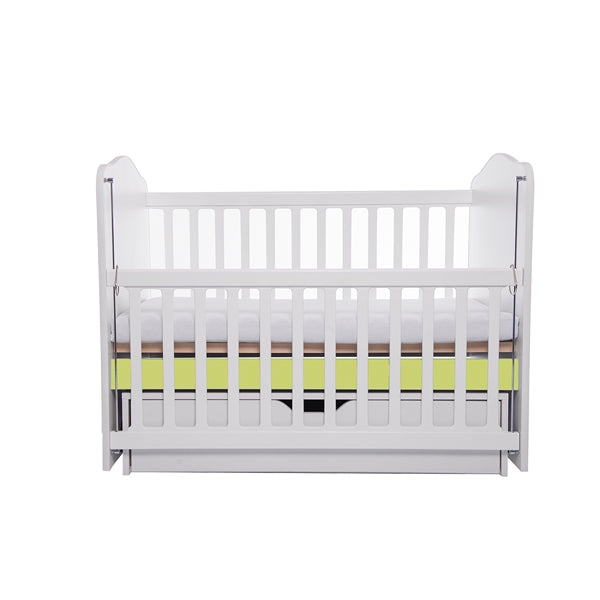 Patut VESSANTI Como Balansoar culisant - Alb cu Verde + Saltea cocos confort 120 x 60 x 12 cm