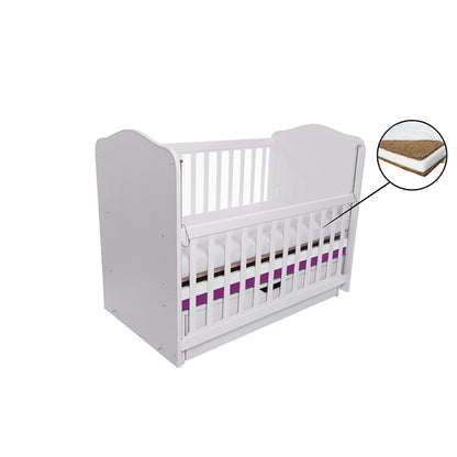 Patut VESSANTI Como Balansoar culisant - Alb cu Violet + Saltea Cocos 10 cm