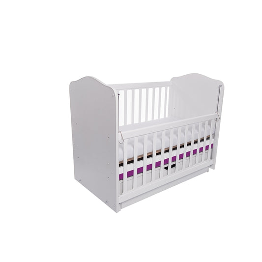 Patut VESSANTI Como Balansoar culisant - Alb cu Violet + Saltea cocos confort 120 x 60 x 12 cm