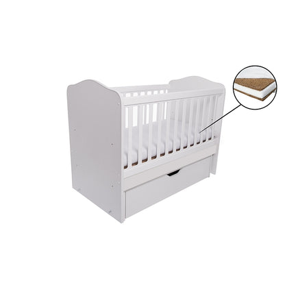 Patut VESSANTI Como Balansoar - Alb + Saltea cocos confort 120 x 60 x 12 cm