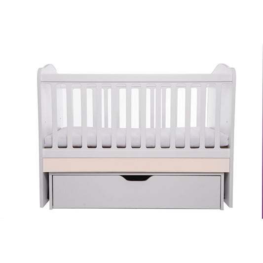 Patut VESSANTI Como Balansoar - Alb cu Bej + Saltea Cocos 10 cm