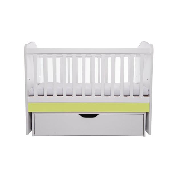 Patut VESSANTI Como Balansoar - Alb cu Verde + Saltea cocos confort 120 x 60 x 12 cm