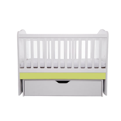 Patut VESSANTI Como Balansoar - Alb cu Verde + Saltea cocos confort 120 x 60 x 12 cm