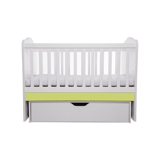 Patut VESSANTI Como Balansoar - Alb cu Verde + Saltea cocos confort 120 x 60 x 12 cm