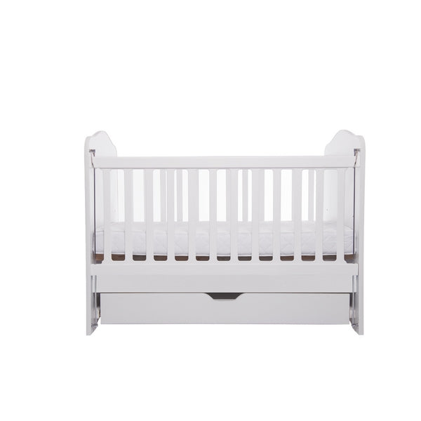 Patut VESSANTI Como culisant cu sertar - Alb + Saltea cocos confort 120 x 60 x 12 cm