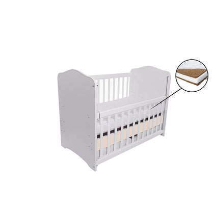 Patut VESSANTI Como culisant cu sertar - Alb cu Bej + Saltea cocos confort 120 x 60 x 12 cm