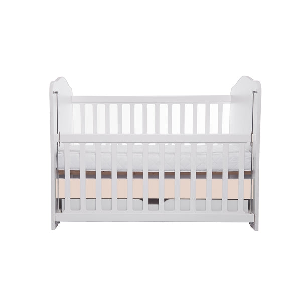 Patut VESSANTI Como culisant cu sertar - Alb cu Bej + Saltea cocos confort 120 x 60 x 12 cm