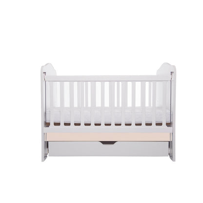 Patut VESSANTI Como culisant cu sertar - Alb cu Bej + Saltea cocos confort 120 x 60 x 12 cm