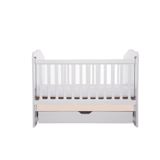 Patut VESSANTI Como culisant cu sertar - Alb cu Bej + Saltea cocos confort 120 x 60 x 12 cm