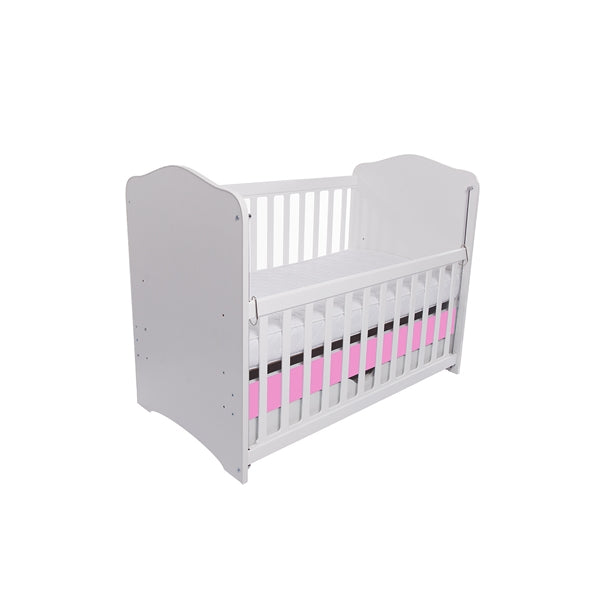 Patut VESSANTI Como culisant cu sertar - Alb cu Roz + Saltea cocos confort 120 x 60 x 12 cm