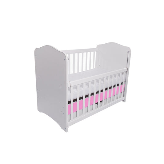 Patut VESSANTI Como culisant cu sertar - Alb cu Roz + Saltea cocos confort 120 x 60 x 12 cm