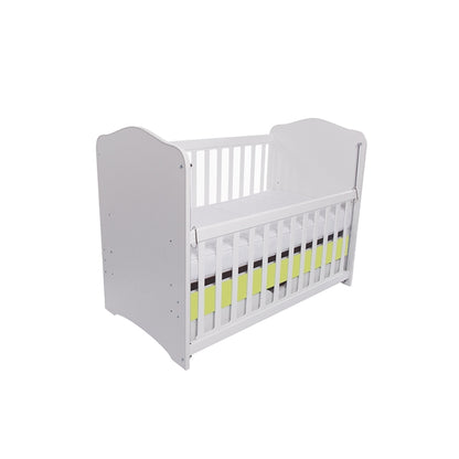 Patut VESSANTI Como culisant cu sertar - Alb cu Verde + Saltea cocos confort 120 x 60 x 12 cm