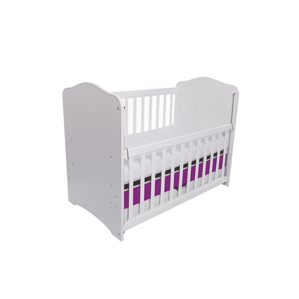 Patut VESSANTI Como culisant cu sertar - Alb cu Violet + Saltea cocos confort 120 x 60 x 12 cm