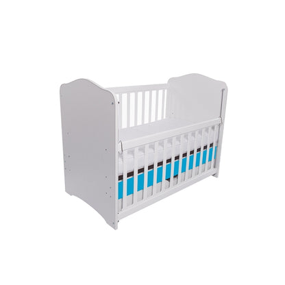 Patut VESSANTI Como culisant cu sertar - Alb cu Albastru + Saltea cocos confort 120 x 60 x 12 cm