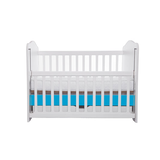 Patut VESSANTI Como culisant cu sertar - Alb cu Albastru + Saltea Cocos 10 cm