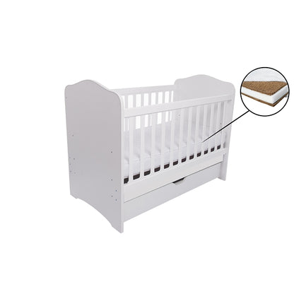 Patut VESSANTI Como cu sertar - Alb + Saltea Cocos 10 cm