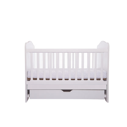 Patut VESSANTI Como cu sertar - Alb + Saltea cocos confort 120 x 60 x 12 cm