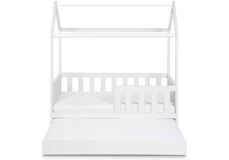 Pat tineret casuta Klups Liv Alb 160x80 cu sertar