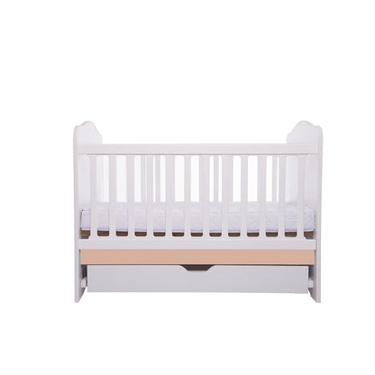 Patut VESSANTI Como cu sertar - Alb cu Cappucino + Saltea cocos confort 120 x 60 x 12 cm