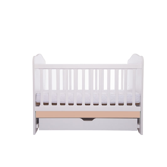 Patut VESSANTI Como cu sertar - Alb cu Cappucino + Saltea cocos confort 120 x 60 x 12 cm