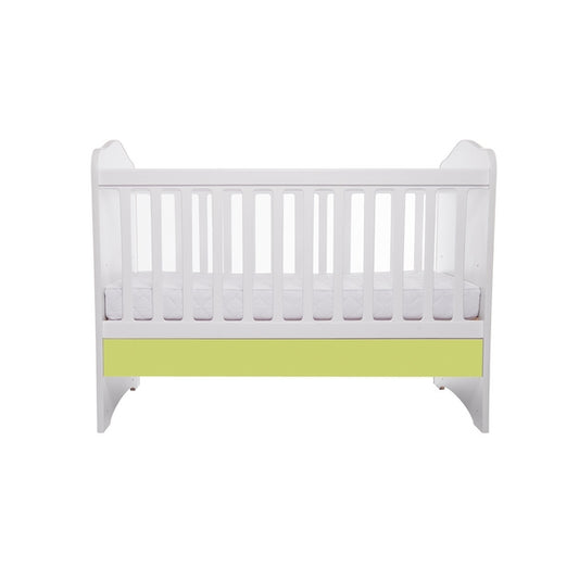 Patut VESSANTI Como fara sertar - Alb cu Verde + Saltea cocos confort 120 x 60 x 12 cm